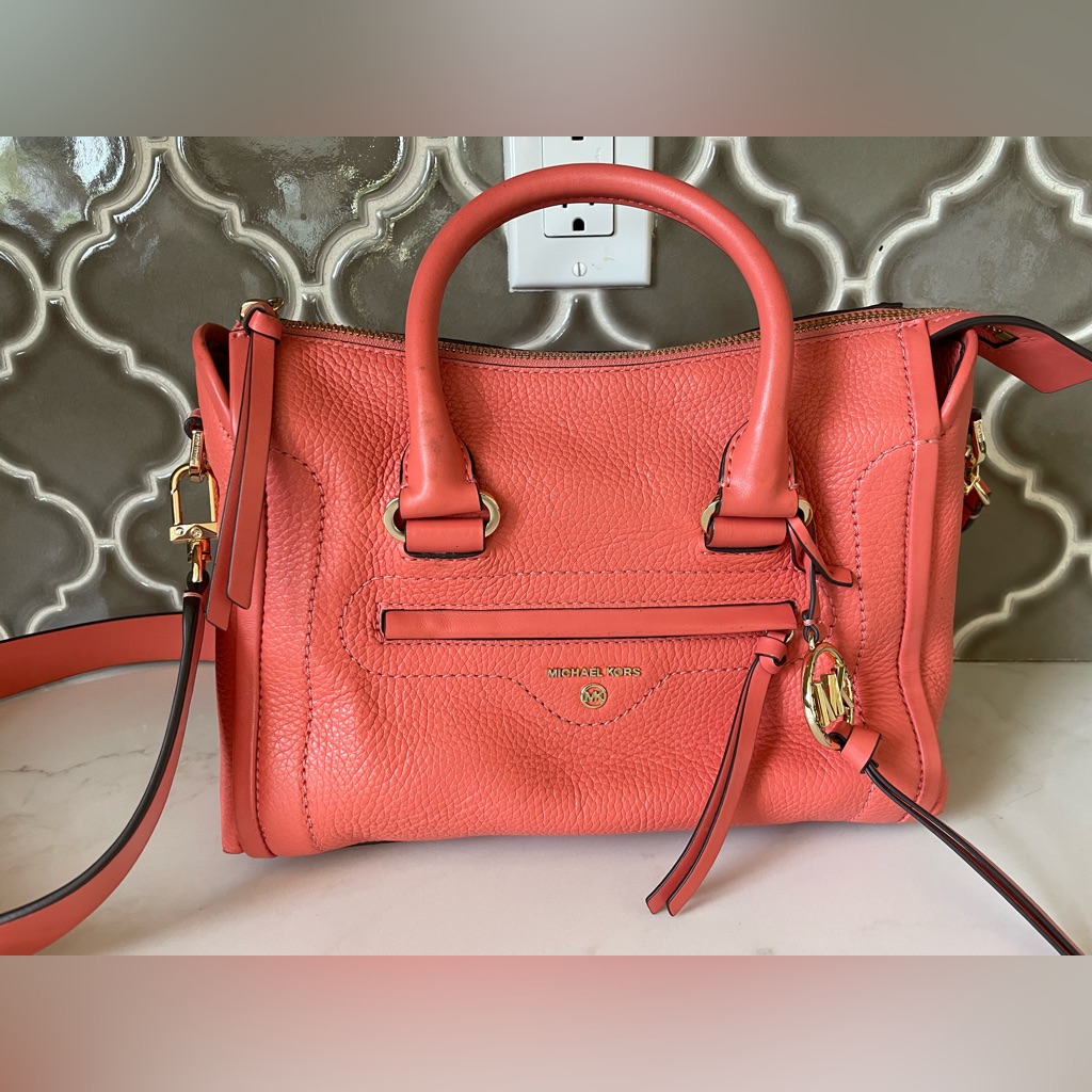 Coral Michael Kors Handbag With Strap